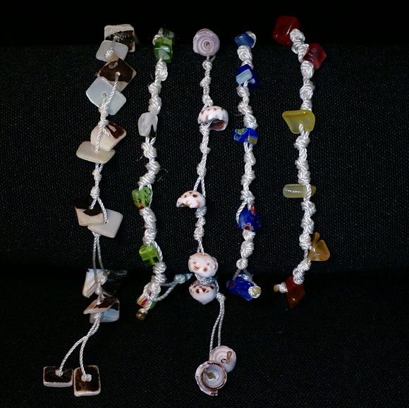5 Sea Shell & Colorful Stone Beach Bracelets - Lot - Picture 4 of 6